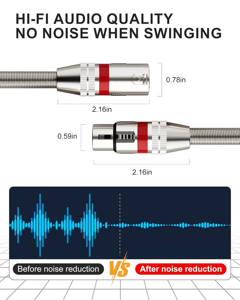 Foboiu XLR Cables 6ft 2 Pack, XLR Microphone Mic Cable, Shielded Balanced 3-pin Male to Female, Oxygen-Free Copper (OFC) XLR Cable Speaker Cord with Gold-Plated Connectors Metal Spring Black - Image 5
